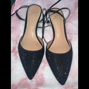 Short black sparkly heels